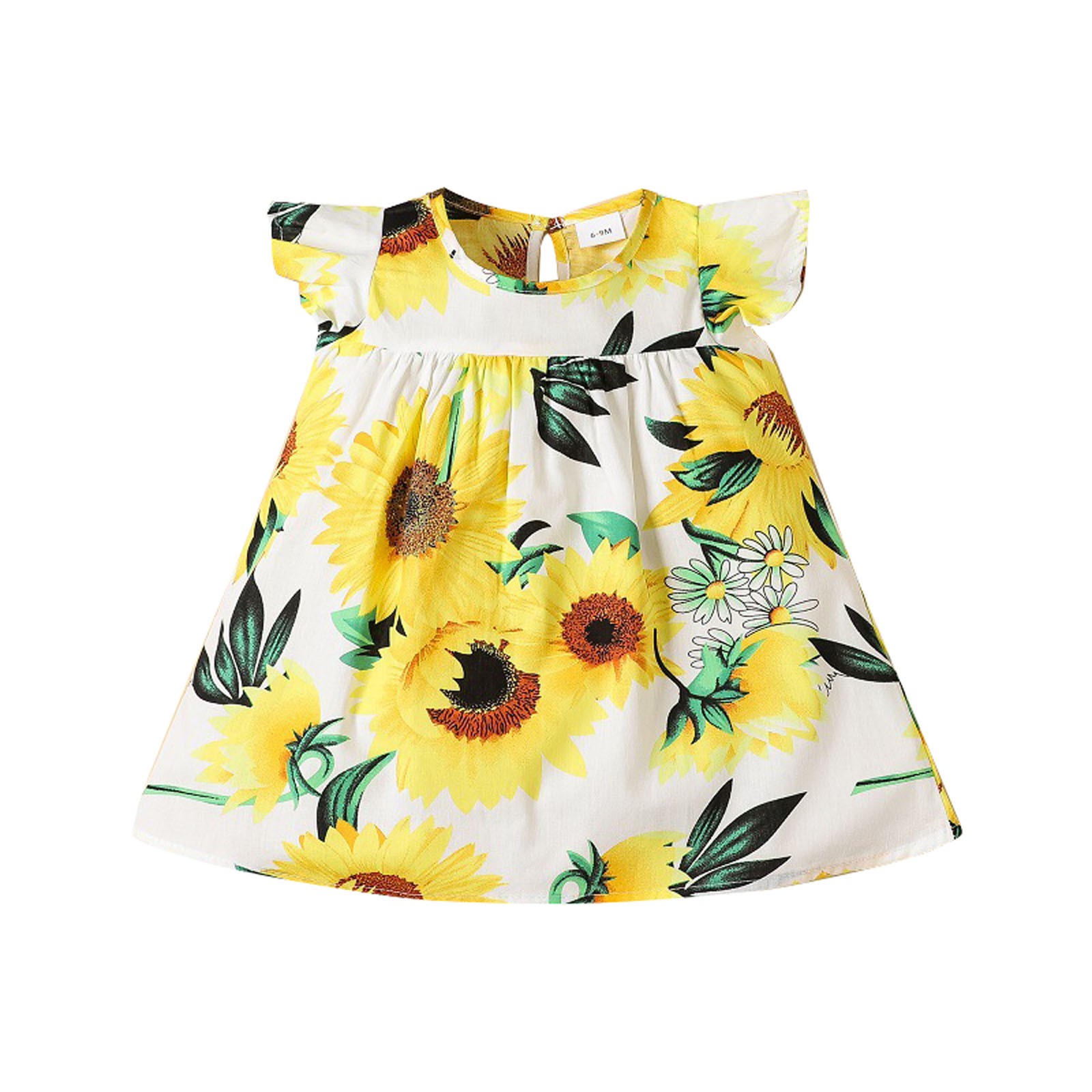 JSCDRPDWL Baby Girl Clothes Toddler Kids Baby Girls Short Sleeve Skirt Girls Dress Sunflower Skirt Children's Short Sleeve Summer Print Dress Baby Flowers White 3-6 Months